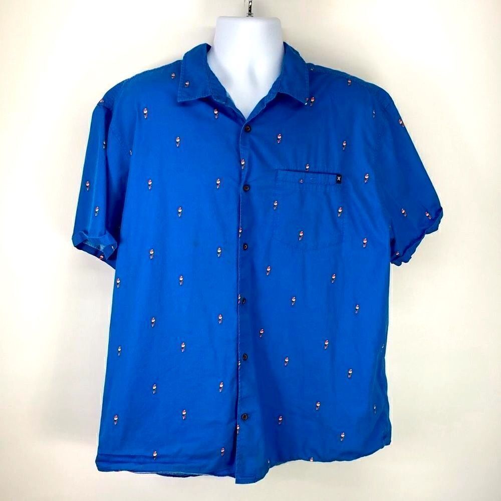 Hurley Parrot Button Up Short Sleeve Shirt Mens size XXL